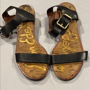 Sam Edelman Black Leather Buckle Sandals
